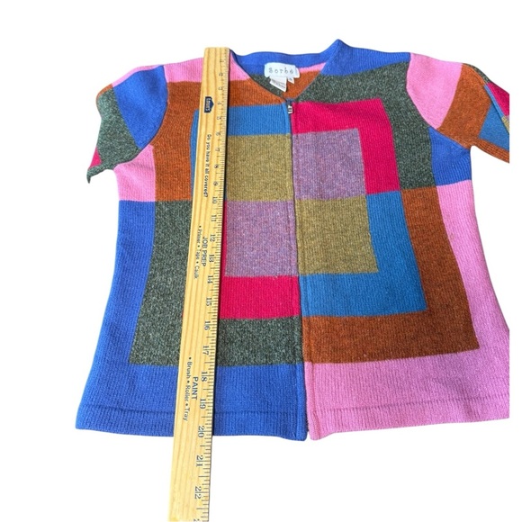 Sorbe Lambswool Colorful Zip Sweater Cardigan. small. - Picture 8 of 9